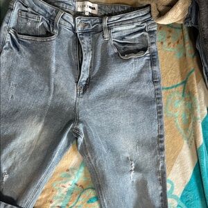 Fashion Nova Light Blue Distressed Jeans